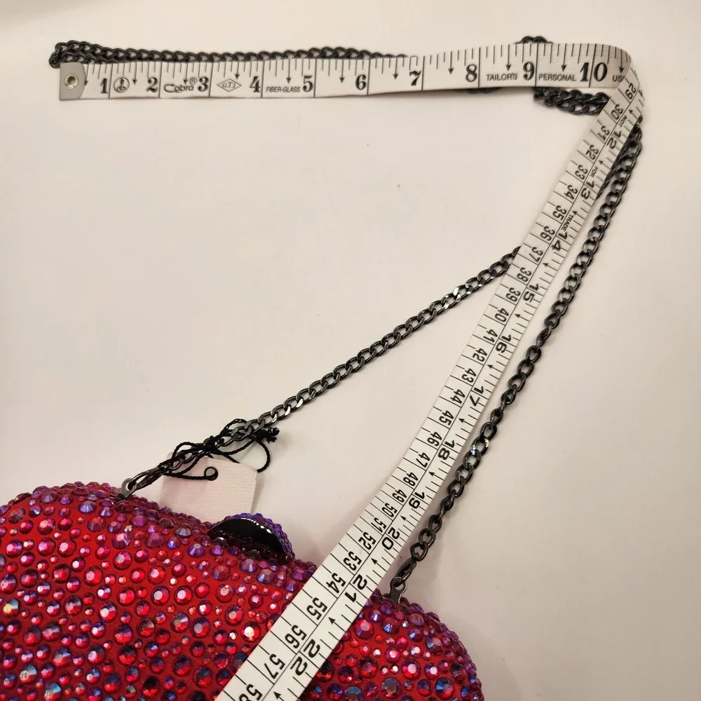 New Olga Berg Casey Hot Fix Crystal Clutch Fuchsia Evening Formal Fancy Red A